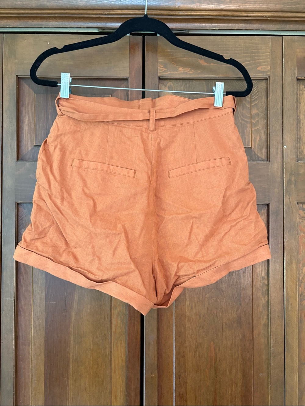 Lovers + Friends High-Waist Belted Rust Orange Shorts - Picture 4 of 5